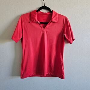 Nike Golf Polo Shirt Salmon Dri Fit Stretch Buttonless Medium
